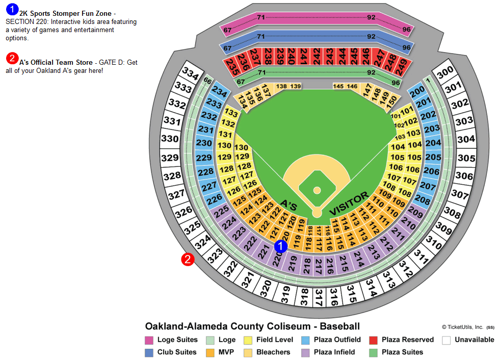 O Co Coliseum Seating Chart Raiders
