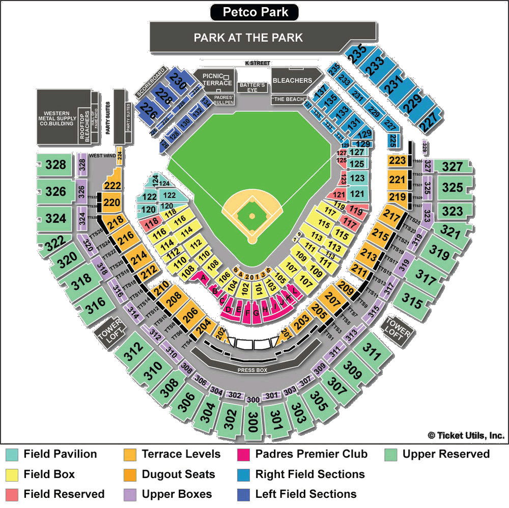 San Diego Padres Seating Chart Rows