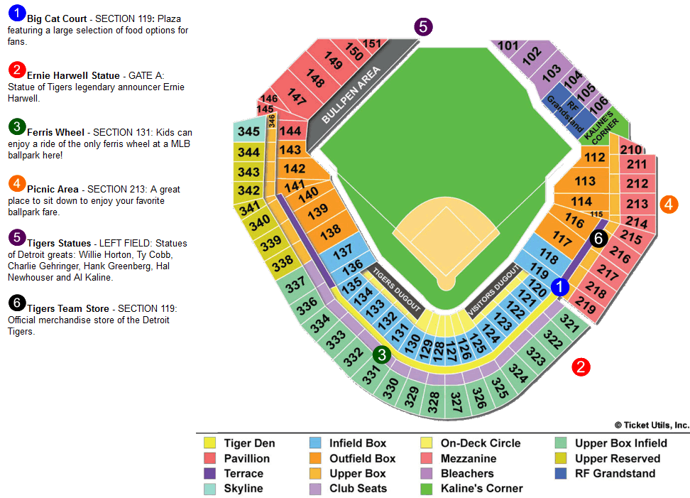 Comerica Park Seating Map