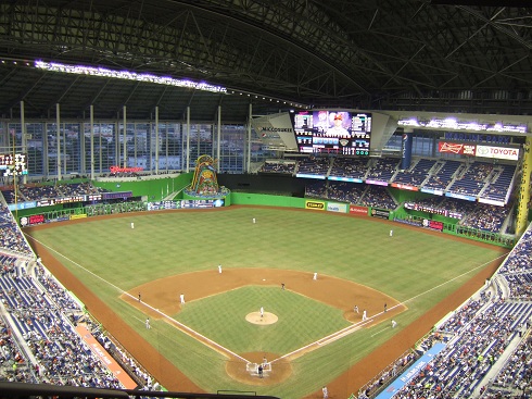 View from behind homeplate at Marlins Park.