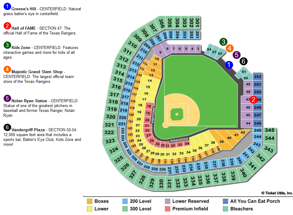 Rangers Ballpark In Arlington Seating Chart