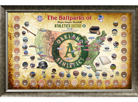 Oakland Athletics Ballpark Map Framed Collage w/Game Used Dirt