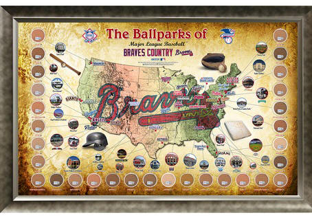 Atlanta Braves Ballpark Map Framed Collage w/Game Used Dirt