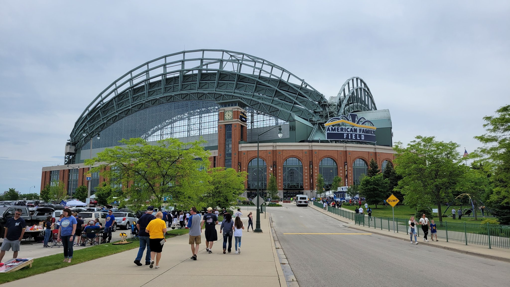 Outside American Family Field, home of the Milwaukee Brewers