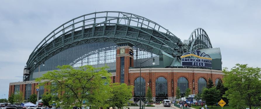 Outside American Family Field, home of the Milwaukee Brewers