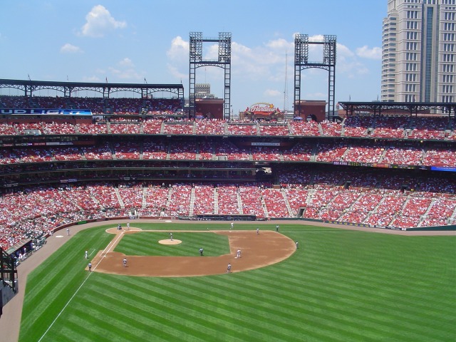 view-of-left-field-from-behind-home-plate-busch-stadium - Baseball