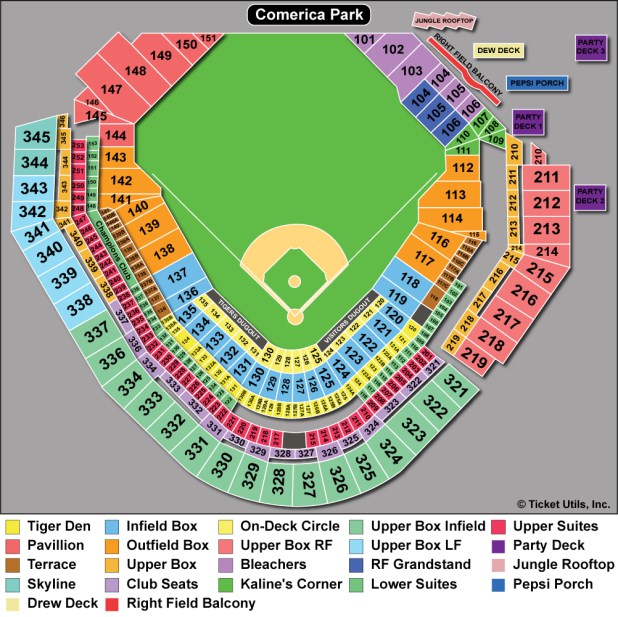 Comerica Park Seating Chart With Row Numbers