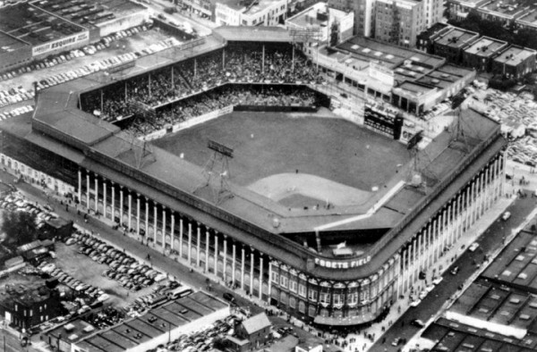 Aerial of Ebbets Field, former home of the Brooklyn Dodgers