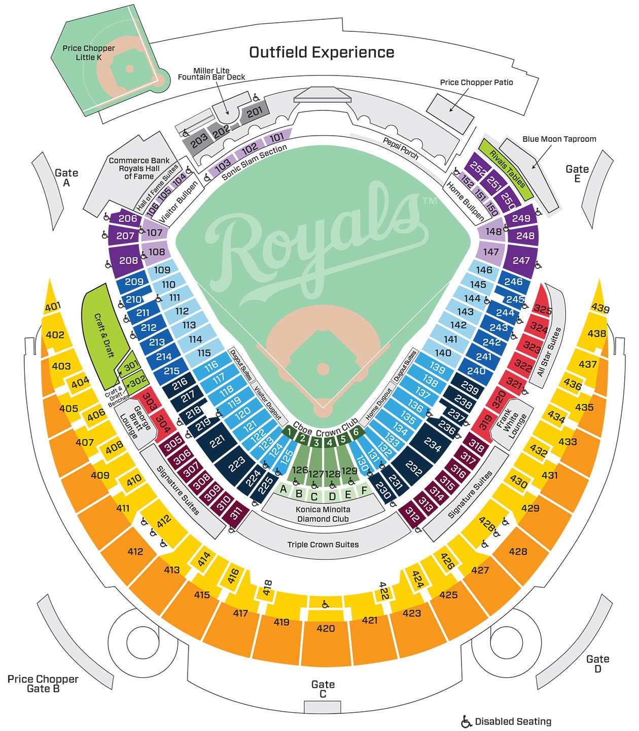 Kauffman Stadium Seating Map Map Of The World