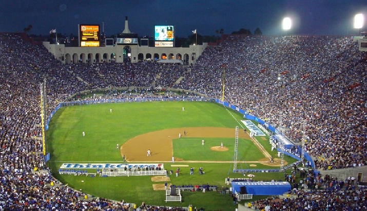 View of the Los Angeles Coliseum, former home of the Los Angeles Dodgers
