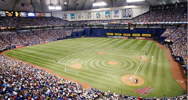 View from the upper deck at the Metrodome, former home of the Minnesota Twins