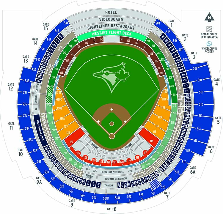 Rogers Centre Seating Chart With Row Numbers