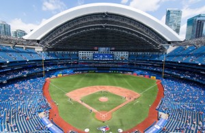 View from the upper deck at the Rogers Centre, home of the Toronto Blue Jays