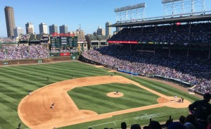 View towards the first base grandstand at Wrigley Field today