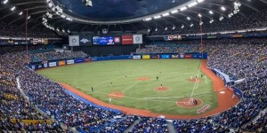 View from the upper deck at Olympic Stadium, former home of the Montreal Expos