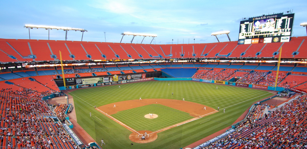 View from the upper deck at Sun Life Stadium, former home of the Florida Marlins